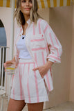 Ceres Life - Peta Oversized Shirt - Variegated Red Stripe
