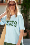 Ceres Life - Stevie Slouchy Tee - Fresh Blue / Basil Varsity
