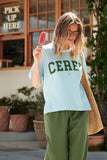 Ceres Life - Stevie Slouchy Tee - Fresh Blue / Basil Varsity