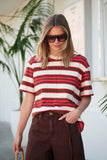 Ceres Life - Stevie Slouchy Tee - Heritage Red / Toffee Stripe
