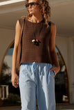 Ceres Life - Margot Mesh Knit Tank - Chocolate