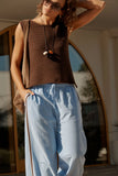 Ceres Life - Margot Mesh Knit Tank - Chocolate
