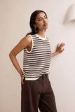 Ceres Life - Maddy Mesh Knit Tank - Brunette Stripe
