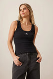 Ceres Life - Zoe Contour Rib Scoop Neck Tank - Black/White Monogram