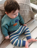 Purebaby - Knitted Leggings - Duck Egg Stripe