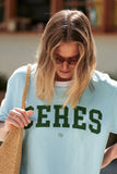 Ceres Life - Stevie Slouchy Tee - Fresh Blue / Basil Varsity