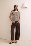 Ceres Life - Maddy Mesh Knit Tank - Brunette Stripe