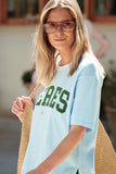 Ceres Life - Stevie Slouchy Tee - Fresh Blue / Basil Varsity