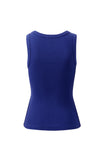 Ceres Life - Zoe Contour Rib Scoop Tank - Polo Blue / Butter Monogram
