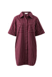 Ceres Life - Sara Mini Shirt Dress - Wine Printed Stripe