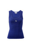 Ceres Life - Zoe Contour Rib Scoop Tank - Polo Blue / Butter Monogram