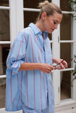 Ceres Life - Peta Oversized Shirt - Fresh Blue / Red Bold Stripe