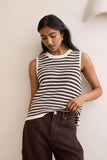 Ceres Life - Maddy Mesh Knit Tank - Brunette Stripe