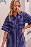 Ceres Life - Samara Midi Shirt Dress - Prussian Blue Stripe