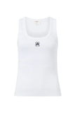 Ceres Life - Zoe Contour Rib Scoop Tank - White/Black Monogram