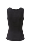 Ceres Life - Zoe Contour Rib Scoop Neck Tank - Black/White Monogram