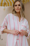 Ceres Life - Peta Oversized Shirt - Variegated Red Stripe