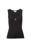 Ceres Life - Zoe Contour Rib Scoop Neck Tank - Black/White Monogram
