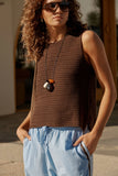 Ceres Life - Margot Mesh Knit Tank - Chocolate