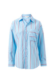 Ceres Life - Peta Oversized Shirt - Fresh Blue / Red Bold Stripe