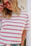 Ceres Life - Stevie Slouchy Tee - Milk / Fresh Blue / Red Stripe