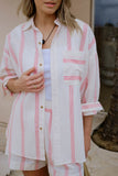 Ceres Life - Peta Oversized Shirt - Variegated Red Stripe