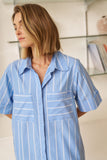 Ceres Life - Sara Mini Shirt Dress - Oxford Blue White Stripe