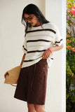 Ceres Life - Nellie Boxy Knit - Milk / Brunette Wide Stripe