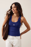Ceres Life - Zoe Contour Rib Scoop Tank - Polo Blue / Butter Monogram