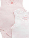Purebaby - Rib Bodysuit 2 Pack - Pale Pink