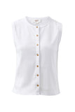 Ceres Life - Lyla Button Through Rib Tank - White