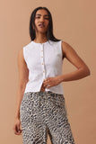 Ceres Life - Lyla Button Through Rib Tank - White