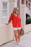 Ceres Life - Peta Oversized Shirt - Heritage Red