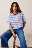 Ceres Life - Stevie Slouchy Tee - China Blue / Mulberry / White Stripe