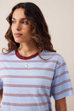 Ceres Life - Stevie Slouchy Tee - China Blue / Mulberry / White Stripe