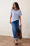 Ceres Life - Stevie Slouchy Tee - China Blue / Mulberry / White Stripe