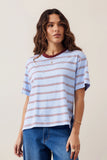 Ceres Life - Stevie Slouchy Tee - China Blue / Mulberry / White Stripe