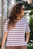 Ceres Life - Stevie Slouchy Tee - Brunette / Orchid Stripe