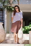 Ceres Life - Stevie Slouchy Tee - Brunette / Orchid Stripe