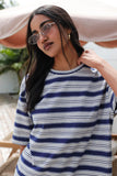 Ceres Life - Marlowe Oversized Tunic - Buff / Prussian Blue Stripe