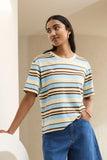 Ceres Life - Stevie Slouchy Tee - Butter / Toffee / Fresh Blue Stripe