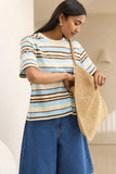 Ceres Life - Stevie Slouchy Tee - Butter / Toffee / Fresh Blue Stripe