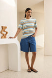 Ceres Life - Stevie Slouchy Tee - Butter / Toffee / Fresh Blue Stripe