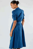 Itami - Fleur Ruched Midi Dress - Navy